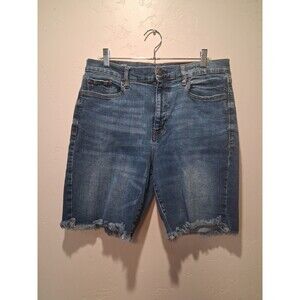 a.n.a Denim Raw Hem High Rise Midi Short 9" Inseam Size 16‎ Cotton Pocket Blue